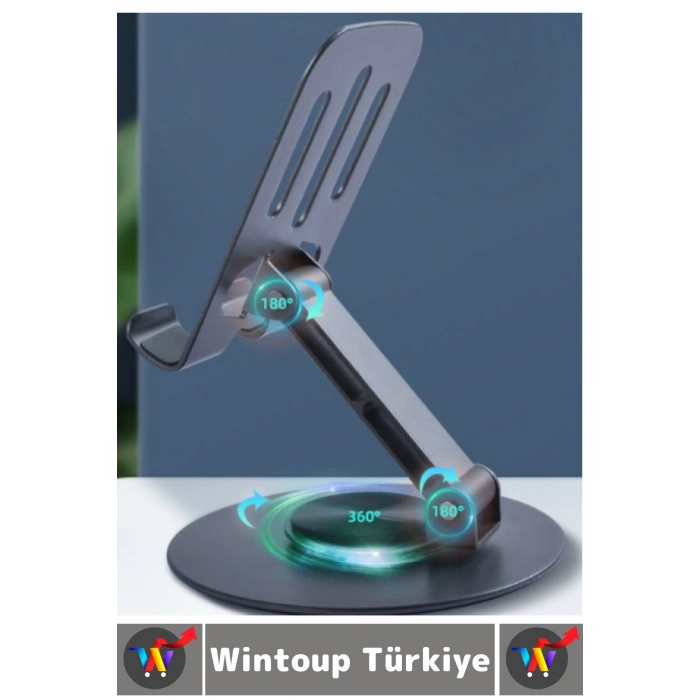 Dayanıklı Kaymaz Dik Yatay Kullanım 360 Derece Dönebilir Katlanabilir Masaüstü Tablet Telefon Tutucu