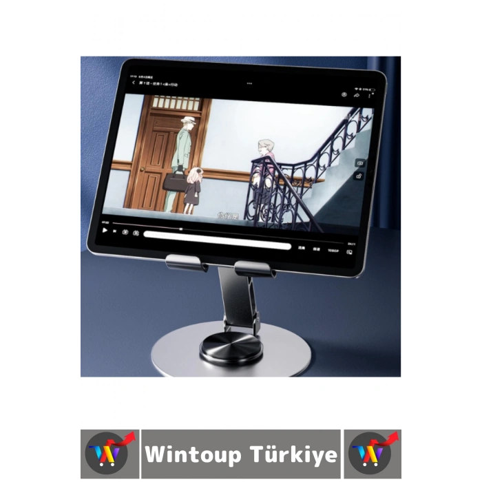 Dayanıklı Kaymaz Dik Yatay Kullanım 360 Derece Dönebilir Katlanabilir Masaüstü Tablet Telefon Tutucu