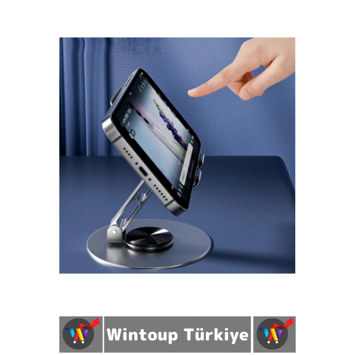 Dayanıklı Kaymaz Dik Yatay Kullanım 360 Derece Dönebilir Katlanabilir Masaüstü Tablet Telefon Tutucu