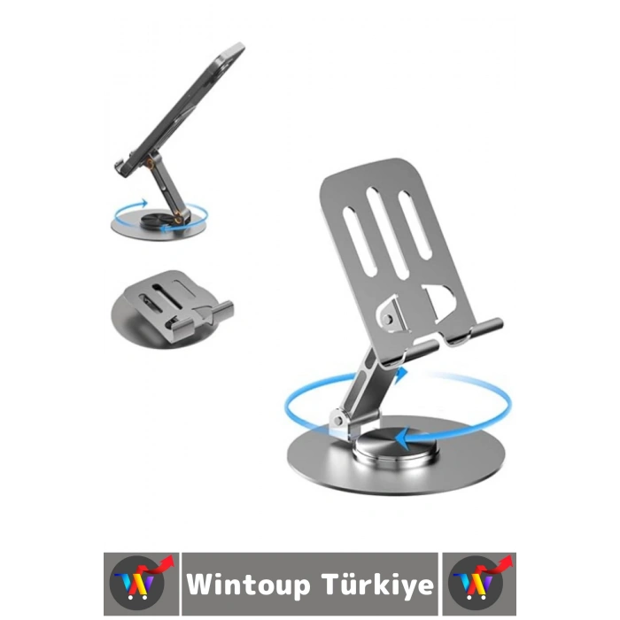 Dayanıklı Kaymaz Dik Yatay Kullanım 360 Derece Dönebilir Katlanabilir Masaüstü Tablet Telefon Tutucu