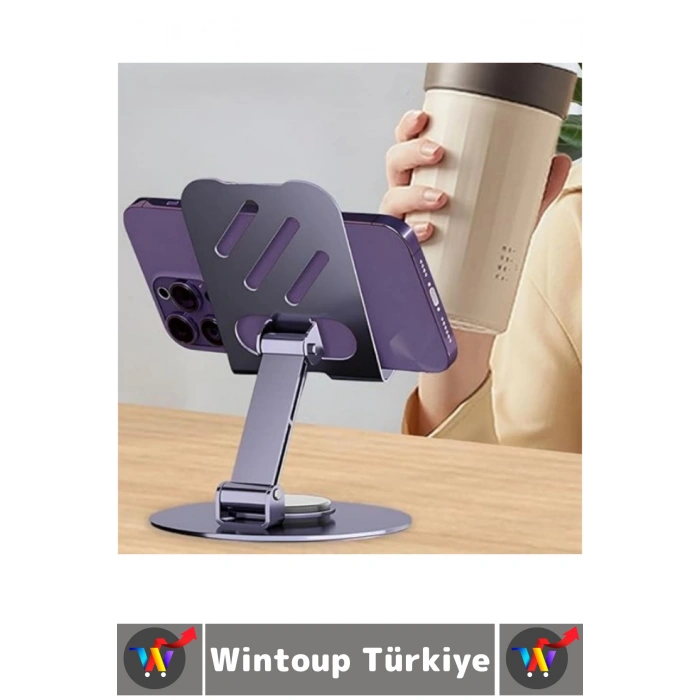 Dayanıklı Kaymaz Dik Yatay Kullanım 360 Derece Dönebilir Katlanabilir Masaüstü Tablet Telefon Tutucu