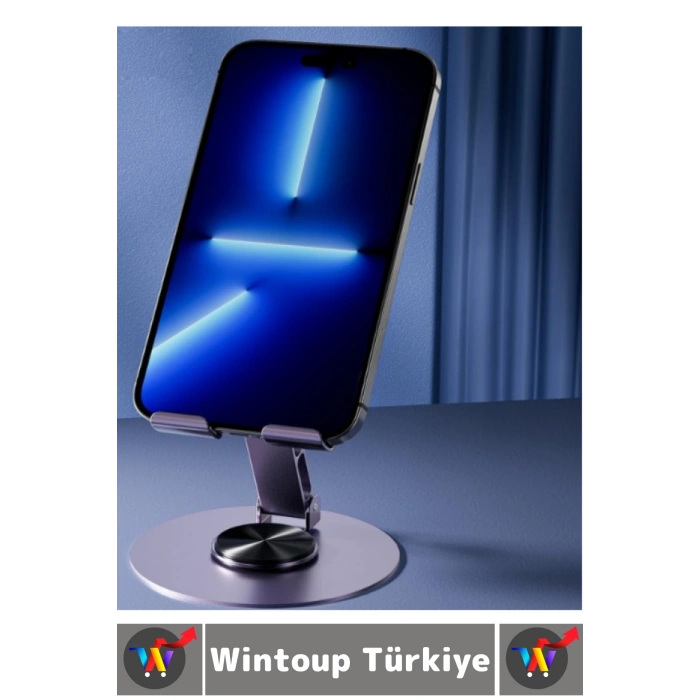 Dayanıklı Kaymaz Dik Yatay Kullanım 360 Derece Dönebilir Katlanabilir Masaüstü Tablet Telefon Tutucu