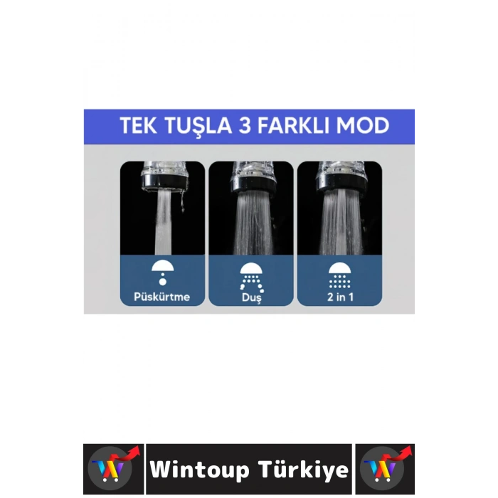 Tüm Musluklarla Uyumlu Banyo Mutfak Lavabo Yoğun Yumuşak Orta 3 Modlu Çok Fonksiyonlu Musluk Başlığı