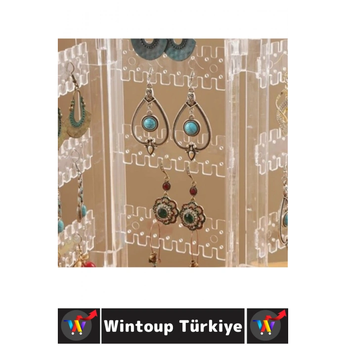 Dayanıklı Plastik Çok Şık Modern Pratik Düzenleyici Takı Küpe Kolye Yüzük 360° Döner Takı Organizeri