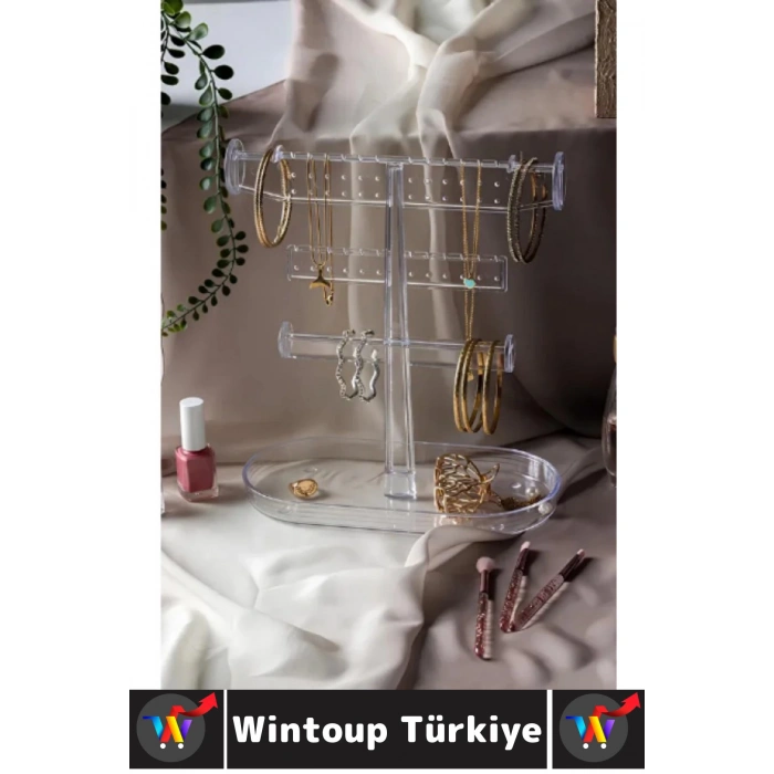 Dayanıklı Çok Şık Modern Pratik Düzenleyici Takı Küpe Kolye Yüzük Şeffaf Takı Organizeri 27 X 23 Cm