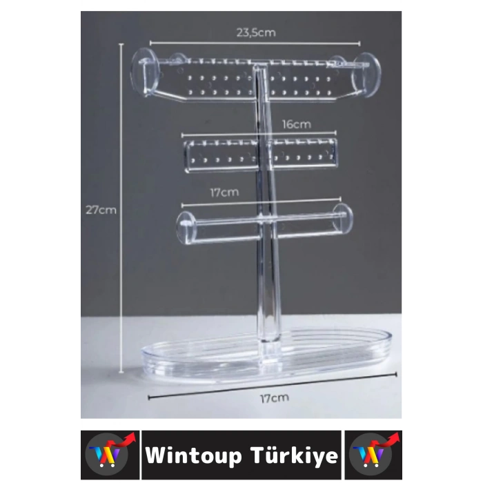 Dayanıklı Çok Şık Modern Pratik Düzenleyici Takı Küpe Kolye Yüzük Şeffaf Takı Organizeri 27 X 23 Cm
