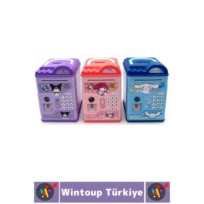 Eğlenceli Çocuk Para Biriktirme Alışkanlığı Kazandıran Kuromi Şifreli Parmak İzli Sesli ATM Kumbara