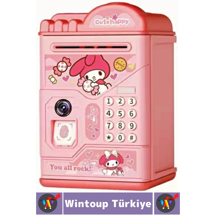Eğlenceli Çocuk Para Biriktirme Alışkanlığı Kazandıran Kuromi Şifreli Parmak İzli Sesli ATM Kumbara
