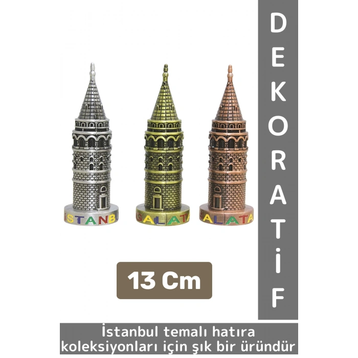 Dekoratif Obje Biblo Süs İstanbul Hatıra Koleksiyon Hediyelik Çok Şık Minyatür Galata Kulesi 13 Cm