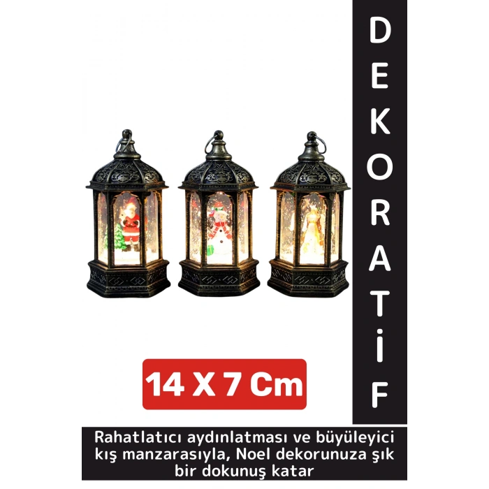Dekoratif Hediyelik Masaüstü Ev Ofis Christmas Yılbaşı Noel Temalı Şık Işıklı Kar Küresi 14 X 7 Cm