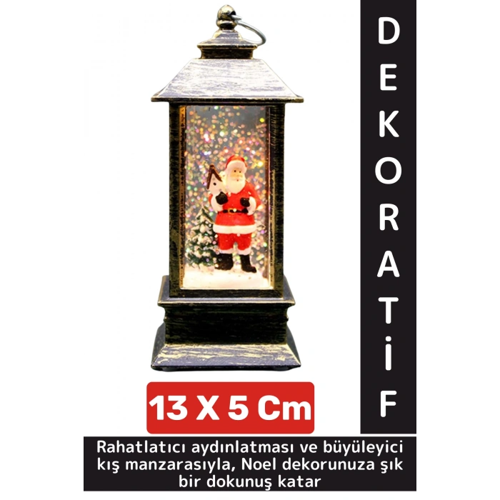 Dekoratif Hediyelik Ev Ofis Christmas Yılbaşı Noel Tema Şık Noel Babalı Işıklı Kar Küresi 12 X 5 Cm