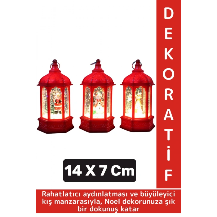 Dekoratif Hediyelik Masaüstü Ev Ofis Christmas Çok Şık Yılbaşı Noel Tema Işıklı Kar Küresi 14 X 7 Cm