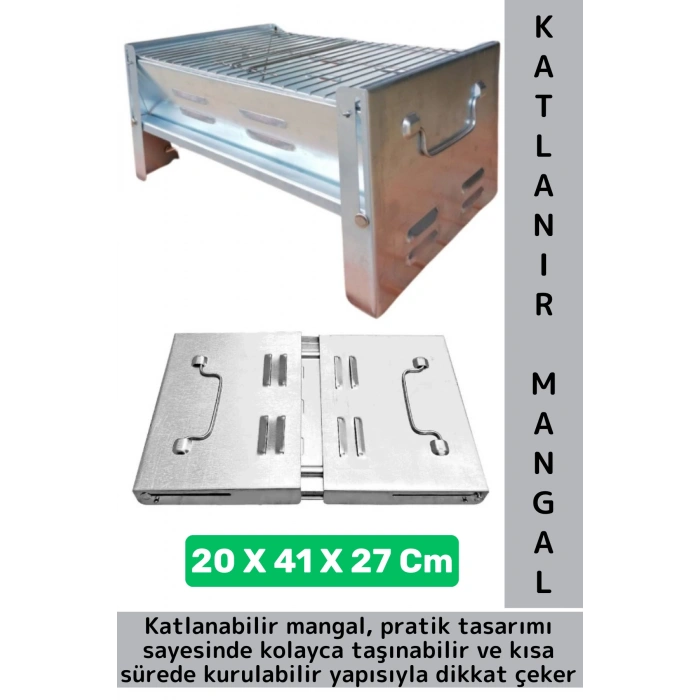 Kompakt Kamp Piknik Outdoor Bahçe Balkon Pratik Taşıma Kollu Katlanabilir Mangal 20 X 41 X 27 Cm