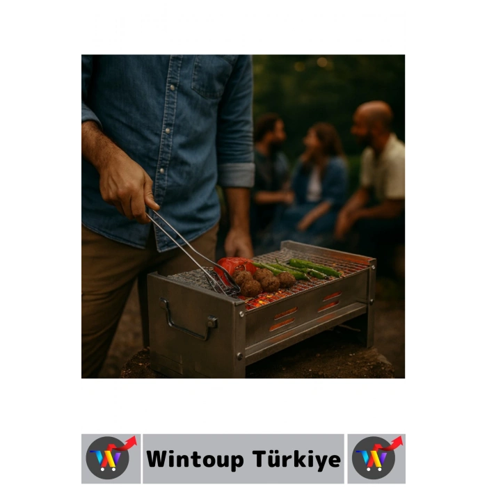 Kompakt Kamp Piknik Outdoor Bahçe Balkon Pratik Taşıma Kollu Katlanabilir Mangal 20 X 41 X 27 Cm