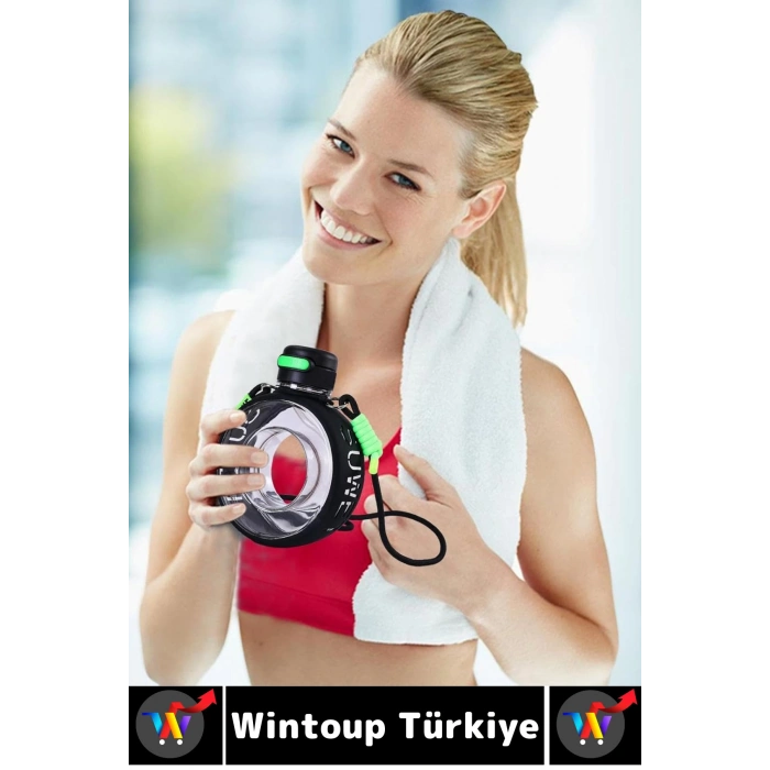 Premium Ergonomik Sızdırmaz Kapak Omuz Askılı Spor Okul Ofis Çok Şık Estetik Su Matarası 750 ML