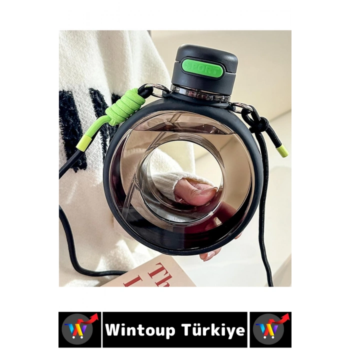 Premium Ergonomik Sızdırmaz Kapak Omuz Askılı Spor Okul Ofis Çok Şık Estetik Su Matarası 750 ML