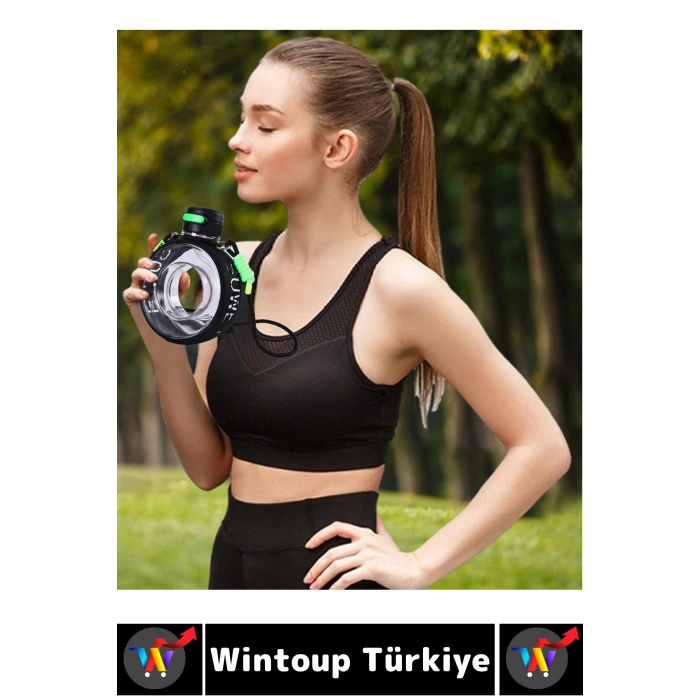 Premium Ergonomik Sızdırmaz Kapak Omuz Askılı Spor Okul Ofis Çok Şık Estetik Su Matarası 750 ML