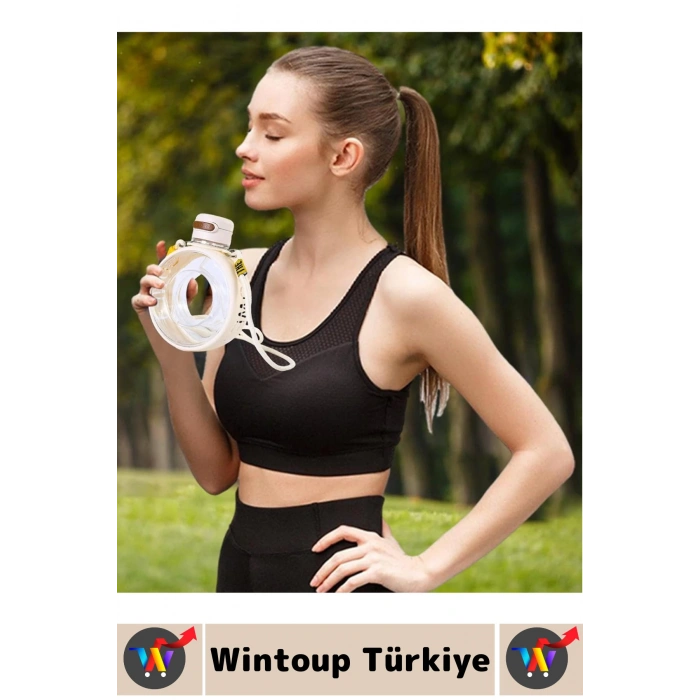 Premium Ergonomik Sızdırmaz Kapak Omuz Askılı Spor Okul Ofis Çok Şık Estetik Su Matarası 750 ML