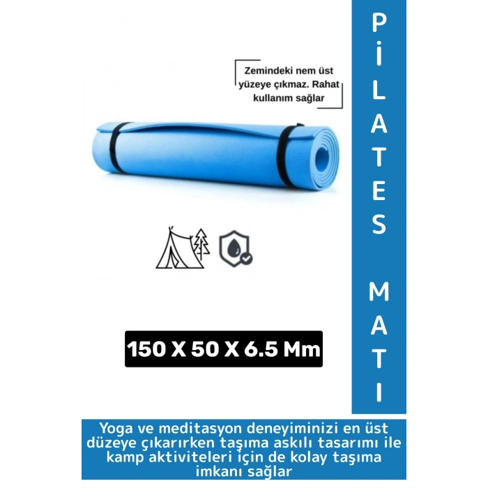 Taşıma Askılı Konforlu Su Geçirmez Kaymaz Pilates Aerobik Fitness Çadır Zemin Yer Minderi Kamp Matı