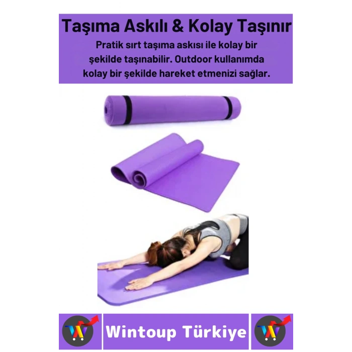 Taşıma Askılı Konforlu Su Geçirmez Kaymaz Pilates Aerobik Fitness Çadır Zemin Yer Minderi Kamp Matı