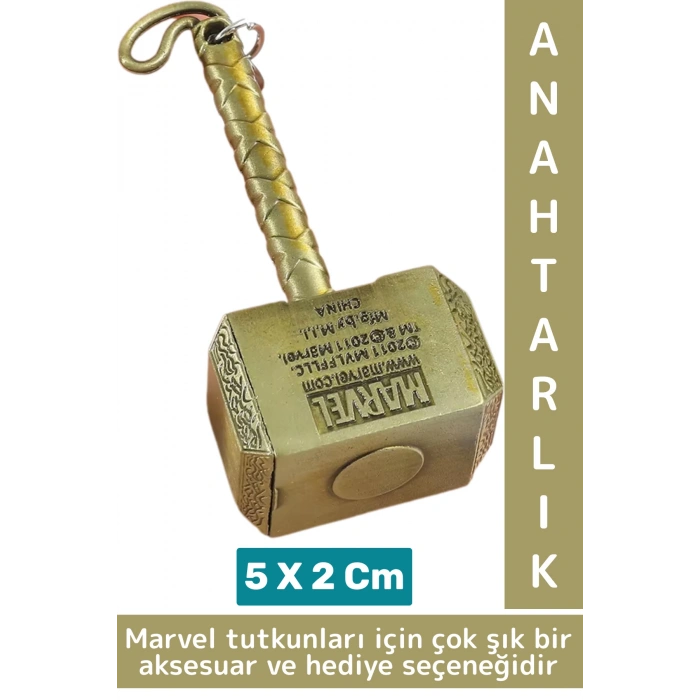 Yüksek Kaliteli Dekoratif Çok Şık Hediyelik Marvel Figürü Oynar Başlıklı Anahtarlık THOR ÇEKİCİ