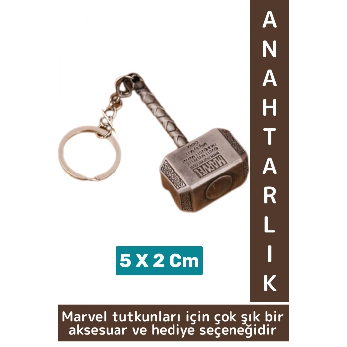Yüksek Kaliteli Dekoratif Çok Şık Hediyelik Marvel Figürü Oynar Başlıklı Anahtarlık THOR ÇEKİCİ