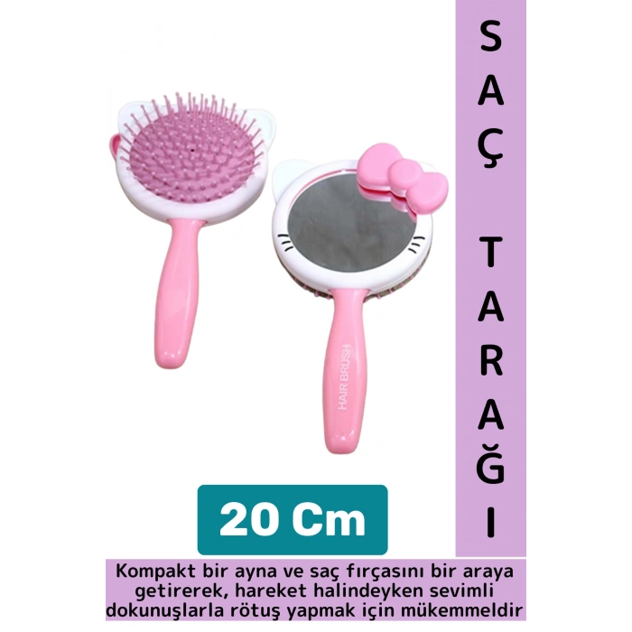 Kompakt Ev Ofis Çanta Boy Makyaj Bakım Estetik Eğlenceli Kuromi Figür Tasarımlı Aynalı Tarak 2 in 1