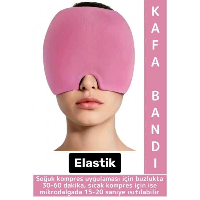 Premium Elastik Kadın Erkek Rahatlatıcı Soğuk Sıcak Kompress Jel Dolu Mıgren Ağrı Uyku Kafa Bandı