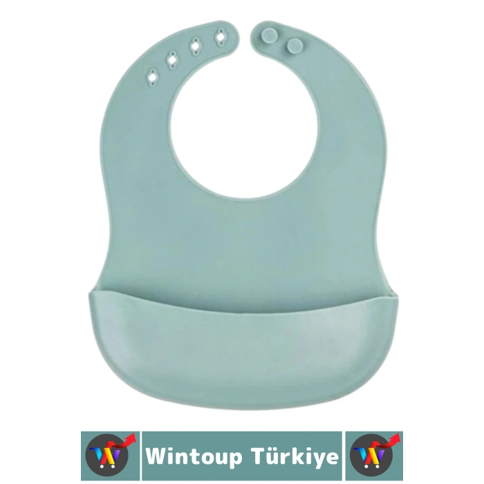 Kaymaz Sağlıklı Önlük Diş Kaşıyıcılı Kaşık Vakumlu Tabak 3 Parça Silikon Bebek Beslenme Seti Yeşil