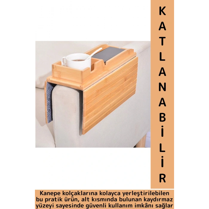 Premium Dayanıklı Pratik Yan Sehpa Çok Şık Doğal Görünüm Ahşap Katlanabilir Koltuk Kanepe Tepsisi