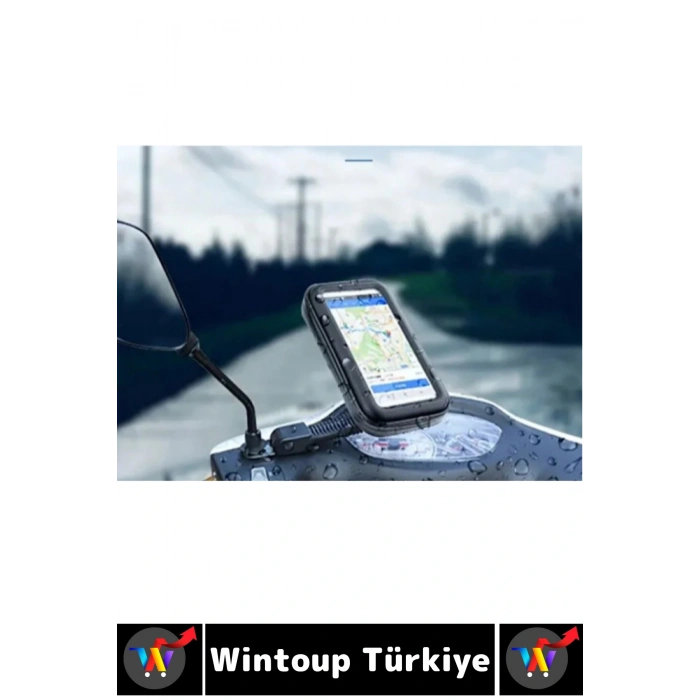 Dayanıklı 360 Derece Döner Su Geçirmez Şeffaf Görüş Engellemez Motosiklet Gidonu Telefon Tutucu
