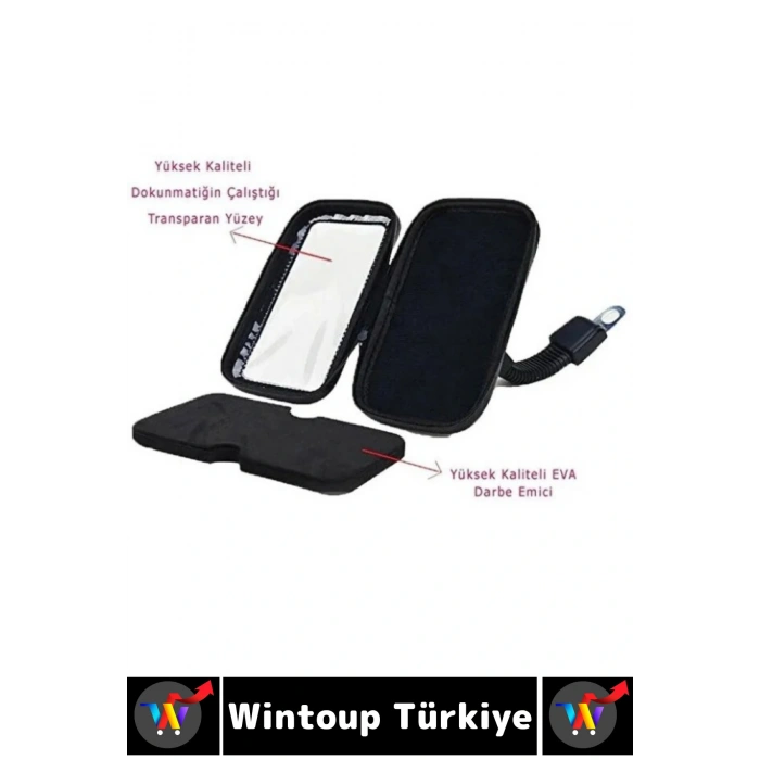 Dayanıklı 360 Derece Döner Su Geçirmez Şeffaf Görüş Engellemez Motosiklet Gidonu Telefon Tutucu