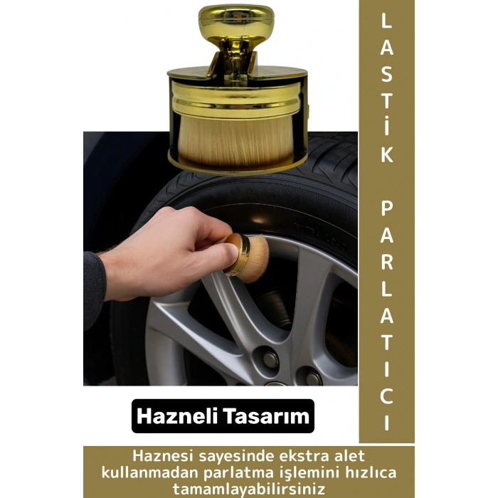 Dayanıklı Uzun Ömürlü Araç Dış Bakım Temizlik Çok Şık Gold Renk Hazneli Oto Lastik Parlatma Fırçası