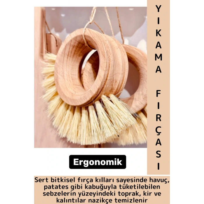 Ergonomik Kolay Tutuş Sert Bitkisel Kıllı Havuç Patates Pancar Turp Sebze Meyve Yıkama Fırçası