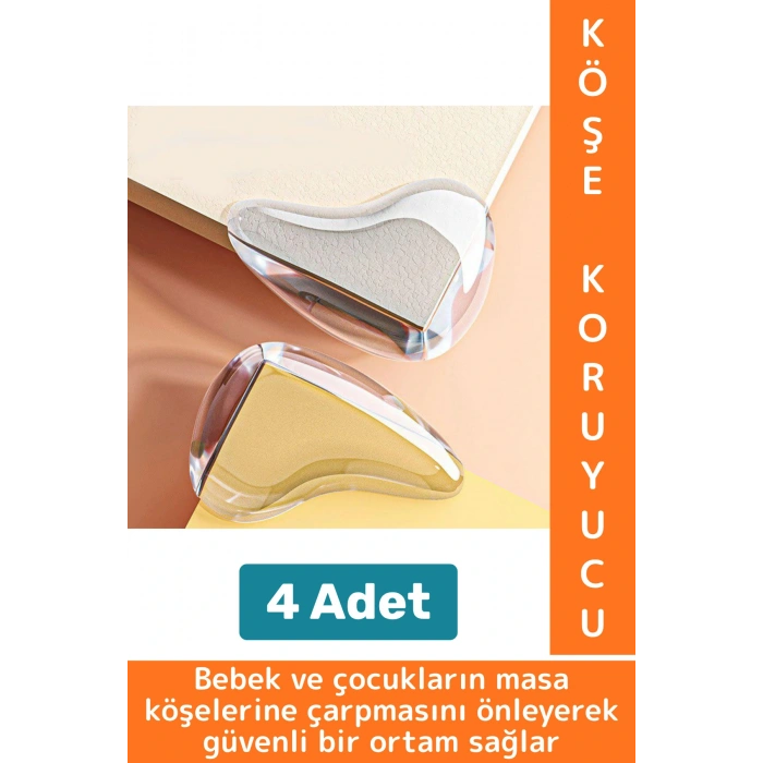 Pratik Çocuk Bebek Güvenlik Masa Komodin Mobilya Çarpma Önleyen Silikon Köşe Kenar Koruyucu 4 Adet