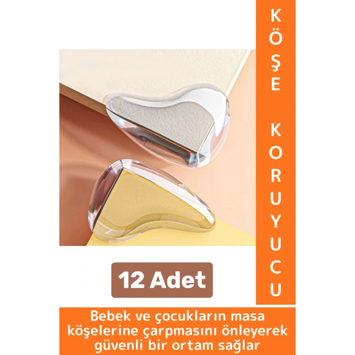 Pratik Çocuk Bebek Güvenlik Masa Komodin Mobilya Çarpma Önleyen Silikon Köşe Kenar Koruyucu 12 Adet