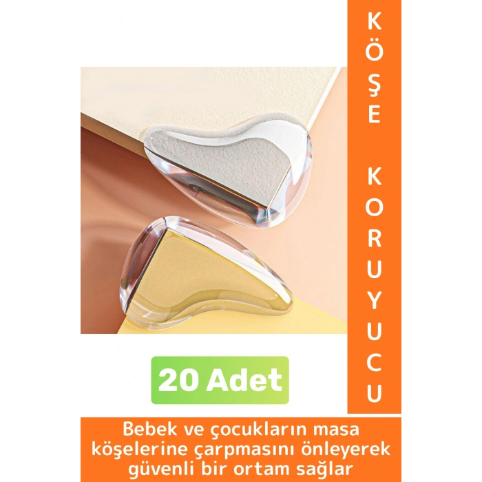 Pratik Çocuk Bebek Güvenlik Masa Komodin Mobilya Çarpma Önleyen Silikon Köşe Kenar Koruyucu 20 Adet