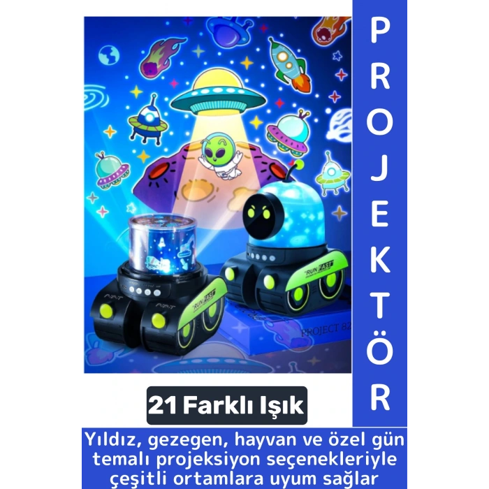 Dekoratif Gezegen Hayvan Özel Gün 21 Farklı 3D Film Çocuk Bebek Odası Robot Projektör Gece Lambası