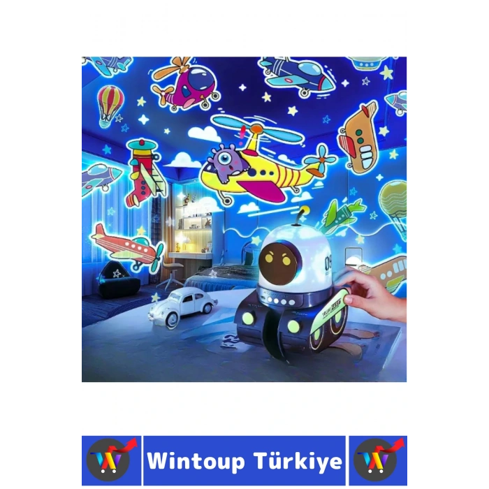 Dekoratif Gezegen Hayvan Özel Gün 21 Farklı 3D Film Çocuk Bebek Odası Robot Projektör Gece Lambası