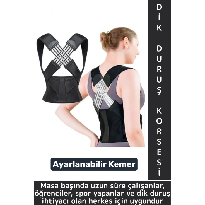 Ofis Masabaşı Öğrenci Spor Sırt Ağrısı Duruş Bozukluğu Postür Ayarlanabilir Kemer Dik Duruş Korsesi