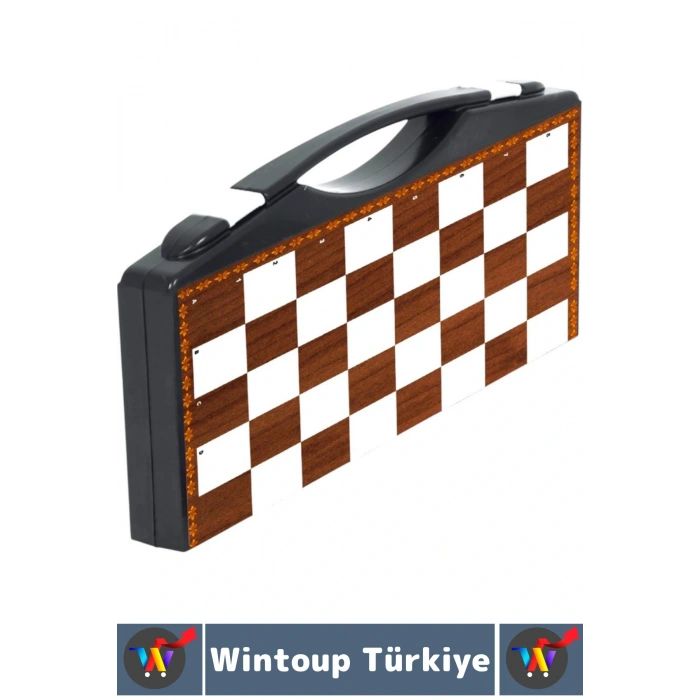 Eğlenceli Çocuk Yetişkin Aile Okul Eğitici Taşıma Çantalı Tavla Satranç Dama 3 in 1 Özel Oyun Seti