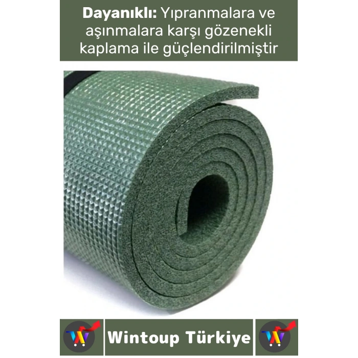 Dayanıklı Kamp Outdoor Yoga Pilates Su Geçirmez Hafif 12 Mm Kalın Köpük 180 X 60 Cm Askeri Haki Mat