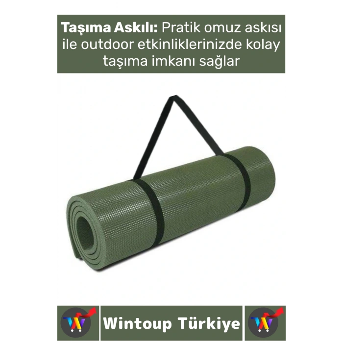 Dayanıklı Kamp Outdoor Yoga Pilates Su Geçirmez 12 Mm Kalın Köpük 180 X 60 Cm Askeri Haki Mat 2 Adet