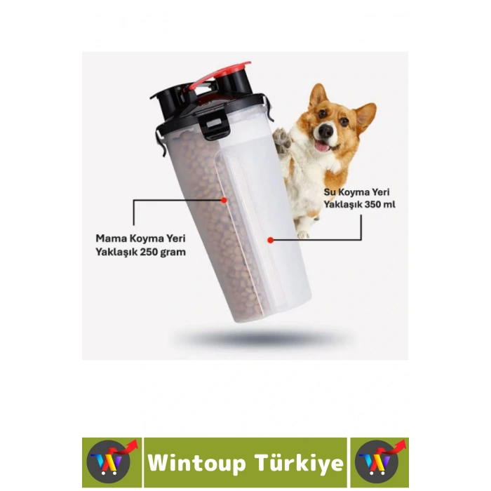 Günlük Seyahat Tipi Evcil Hayvan 2 İç Bölmeli Portatif Pet Kedi Köpek Mama Su Kabı Taşıma Seti