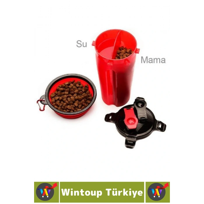 Günlük Seyahat Tipi Evcil Hayvan 2 İç Bölmeli Portatif Pet Kedi Köpek Mama Su Kabı Taşıma Seti