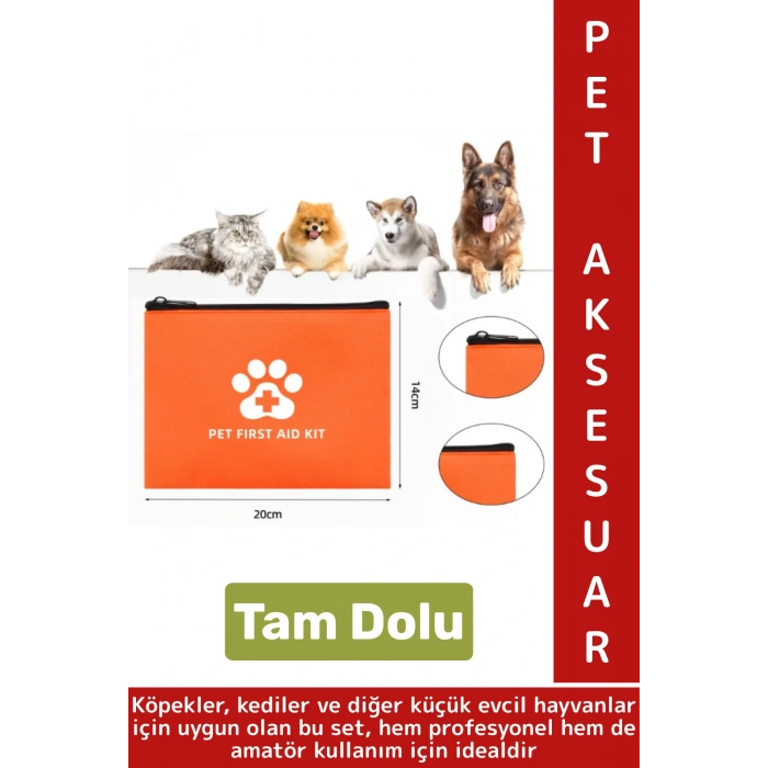 Portatif Dayanıklı Evcil Hayvan Kedi Köpek Tam Dolu Acil Durum İhtiyaç İlk Yardım Seti Çantası