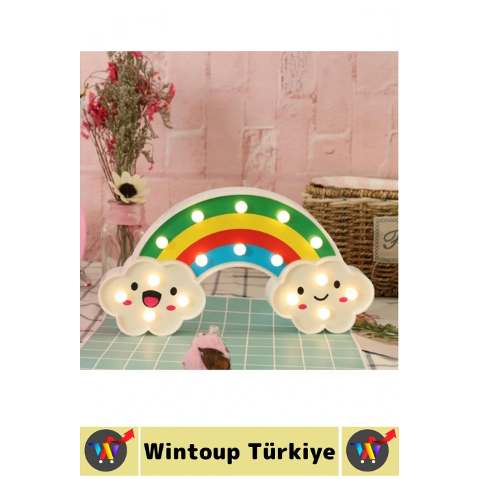 Çocuk Bebek Odası Aydınlatma Güvenlik Asılabilir Tasarım Gülen Bulutlu Gökkuşağı Masa Gece Lambası