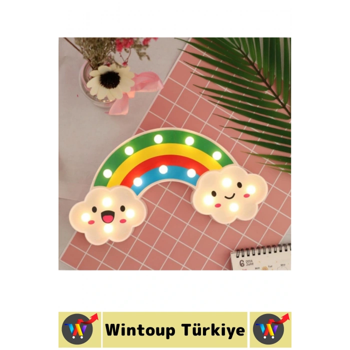 Çocuk Bebek Odası Aydınlatma Güvenlik Asılabilir Tasarım Gülen Bulutlu Gökkuşağı Masa Gece Lambası