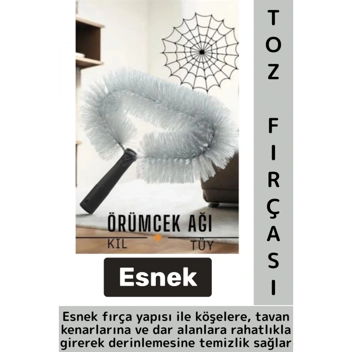 Ergonomik Tutuş Hafif Esnek Zor Nokta Köşe Tavan Lamba Perde Tüy Toz Örümcek Ağı Temizleme Fırçası