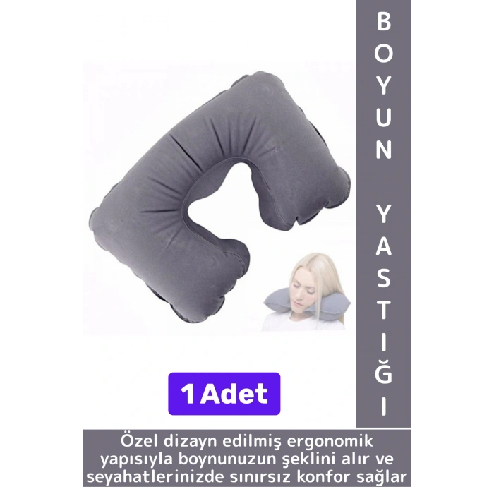 Kompakt Seyahat Çanta Boy Şişirilebilir Yolcu Seyahat Ense Boyun Ağrı Azaltan Konforlu Boyun Yastığı